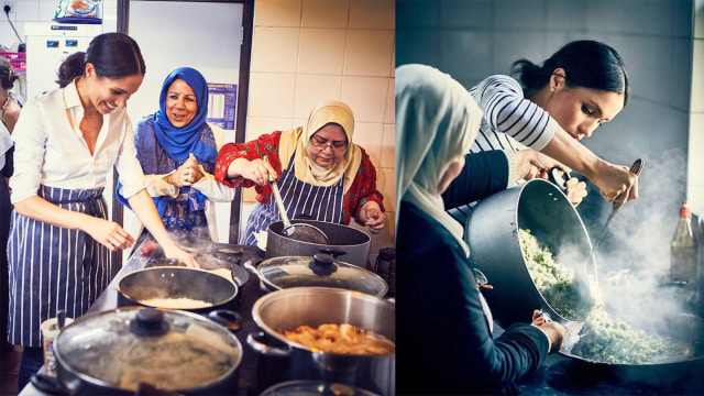 Meghan Markle bersama Hubb Community Kitchen (Foto: Instagram @kensingtonroyal dan @sussexandcambridge)