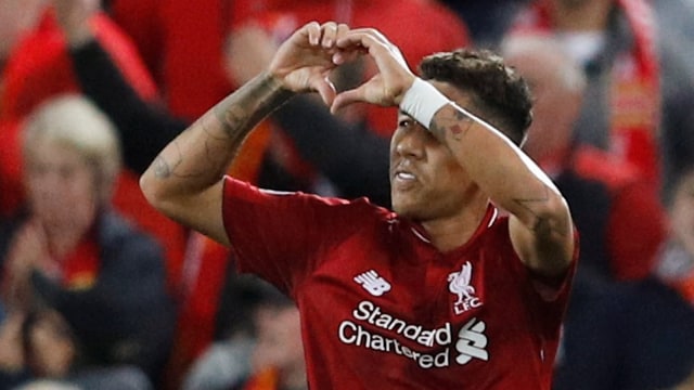 Perayaan gol Roberto Firmino saat Liverpool mengalahkan PSG. (Foto: Phil Noble/Reuters)