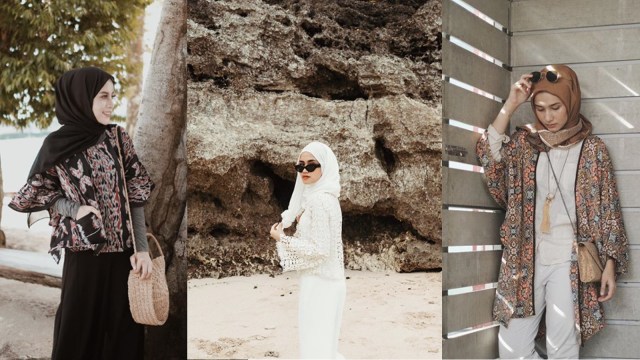Tampilan Fashion ke Pantai untuk Hijab  (Foto: Instagram @agniapunjabi @firrrr_ @dwihandaanda)