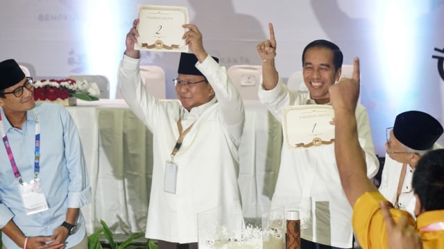 Capres & Cawapres di Pengundian Nomor Urut Pilpres 2019. (Foto: Irfan Adi Saputra/kumparan)