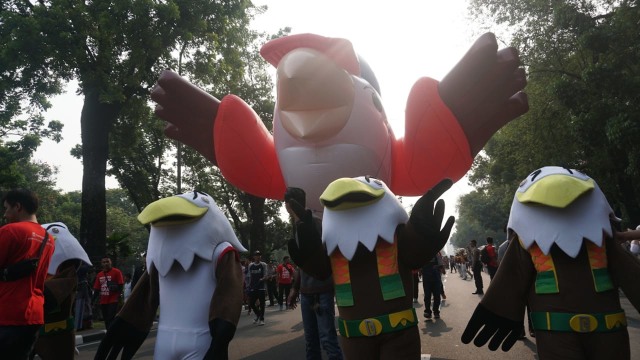 Suasana Parade Momo Asian Para Games 2018, Jakarta, Minggu (23/9/2018). (Foto: Iqbal Firdaus/kumparan)