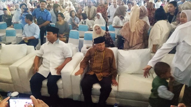 Prabowo, Amien Rais dan Ahmad Muzani di Smesco, Minggu (23/9/2018). (Foto: Rian/kumparan)