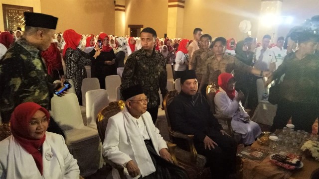 Ma'ruf Amin dan Erick Thohir hadiri deklarasi dukungan Arus Baru Muslimah di Balai Kartini, Jakarta Pusat. (Foto: Maulana Ramadhan/kumparan)