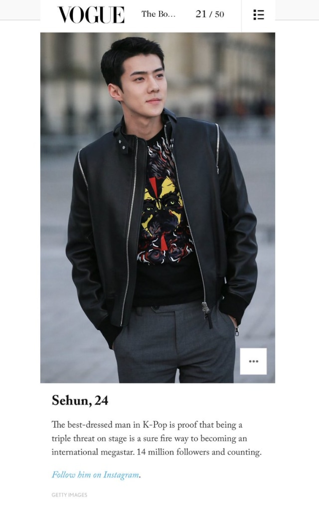 Wow, Sehun EXO Jadi Satu-Satunya Cowok Korea yang Masuk Daftar Vogue's Boys of 2018! (1)