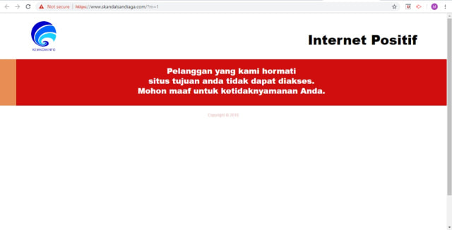 skandalsandiaga.com diblokir kemenkominfo. (Foto: Screenshot skandalsandiaga.com)