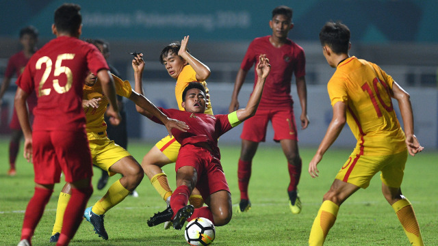 Laga Timnas U-19 vs Timnas China U-19. (Foto: ANTARA FOTO/Sigid Kurniawan/kye/18.)