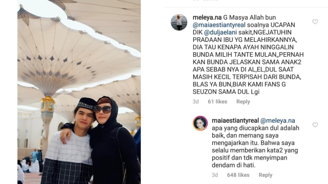 Komentar salah satu netizen di unggahan Maia Estianty (Foto: Instagram @maiaestiantyreal)