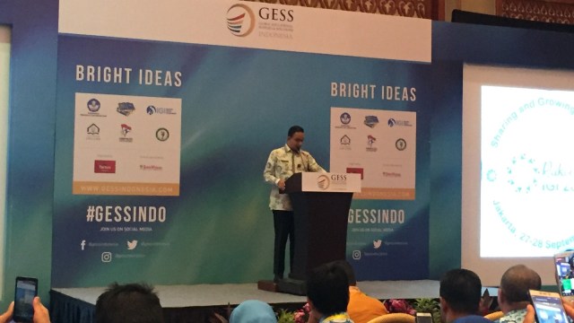 Gubernur DKI Jakarta, Anies Baswedan, saat Rakornas IGI di JCC, Jakarta, Kamis (27/9/2018). (Foto: Moh Fajri/kumparan)