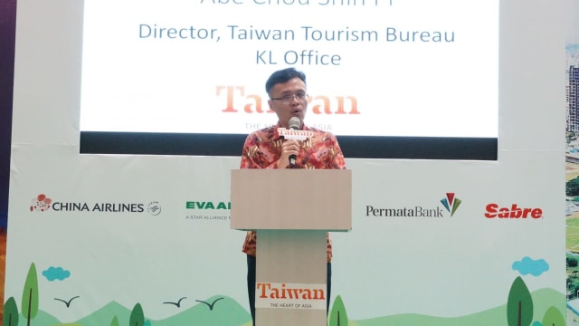 Abe Chou, Director of Taiwan Tourism Bereau KL Office mengajak wisatawan muslim Indonesia untuk berwisata ke Taiwan. (Foto: Doc. Gandaria City)