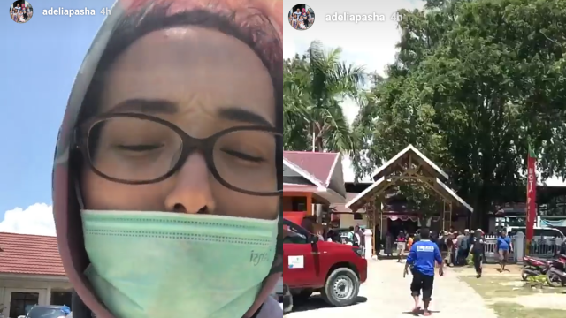 Istri Pasha 'Ungu', Adelia, saat melaporkan kondisi terkini sebagian warga kota Palu. (Foto: Instagram Story @adeliapasha.)