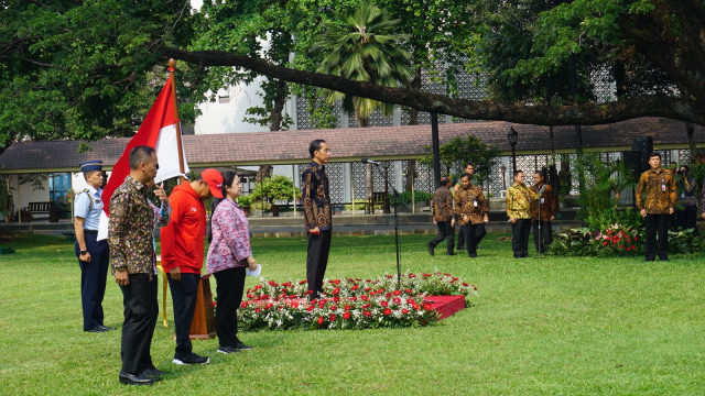 Jokowi lepas kontingen Asian Para Games 2018, Selasa (2/10/2018). (Foto: Yudhistira Amran Saleh/kumparan)