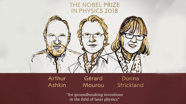 Pemenang hadiah Nobel Fisika 2018. (Foto: Twitter/@NobelPrize)