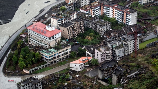 Kondisi kota mati di Beichuan, China (Foto: AFP/Johannes Eisele)