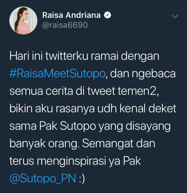 Manisnya Dukungan #RaisaMeetSutopo di Twitter (5)