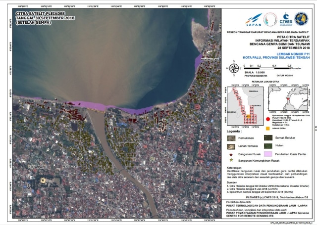 Citra satelit Lapan di Palu. (Foto: Dok. Lapan)