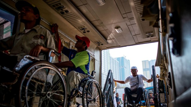 Transportasi penyandang disabilitas. (Foto: ANTARA/Aprilio Akbar)