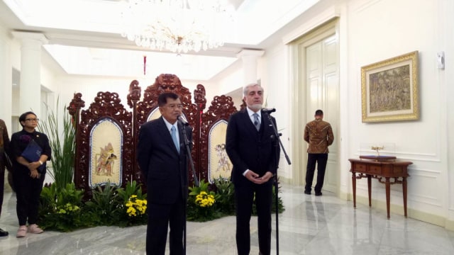 Wapres JK menerima Chief Executive Afghanistan Abdullah Abdullah di Istana Wakil Presiden. (Foto: Kevin Kurnianto/kumparan)