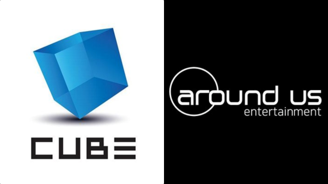 Logo Cube Entertainment dan Around Us Entertainment. (Foto: Cube Entertainment, Around Us Entertainment)