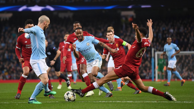 Liverpool kala bersua Manchester City di perempat final Liga Champions musim 2017/18. Foto: Getty Images/Laurence Griffiths