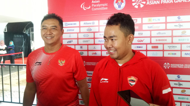 Ganda putra para bulu tangkis Indonesia, usai melakoni pertandingan di Asian Para Games 2018, Jakarta, Sabtu (6/10/2018). (Foto: Aditia Rizki Nugraha/kumparan)