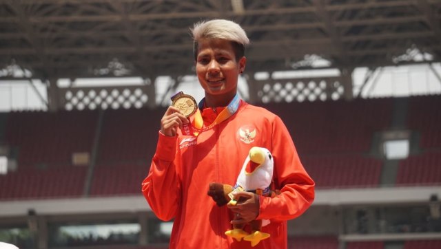 Rica Oktavia atlet peraih medali emas lompat jauh di Asian Para Games 2018. (Foto: Irfan Adi Saputra/kumparan)