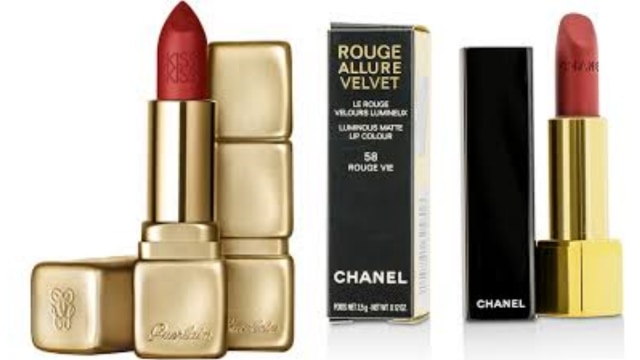 Guerlain KissKiss Matte Lipstick Chilli Red dan Chanel Rouge Allure 58 Rouge Vie  (Foto: Dok. Guerlain dan Chanel)