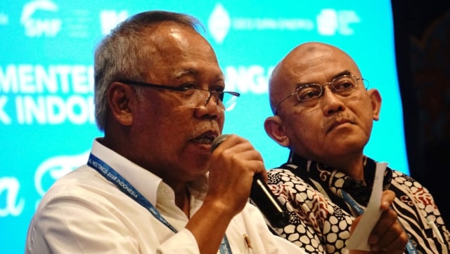 Menteri PUPR Basuki Hadimuljono (kiri) di acara Media Forum yang bertemakan Creative and Innovative Financing: Showcasing Indonesia Model di Nusa Dua, Bali, Senin (8/10/2018). (Foto: Helmi Afandi Abdullah/kumparan)