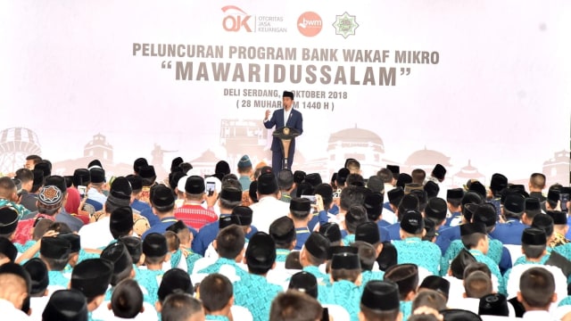 Jokowi luncurkan Bank Wakaf Mikro di Deli Serdang, Sumut (Foto: Dok. Biro Pers Setpres/Rusman)