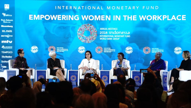 Seminar Empowering Women in Workplace di Annual Meeting IMF-WB, Nusa Dua, Bali, Selasa (9/10/2018). (Foto: Helmi Afandi Abdullah/kumparan)