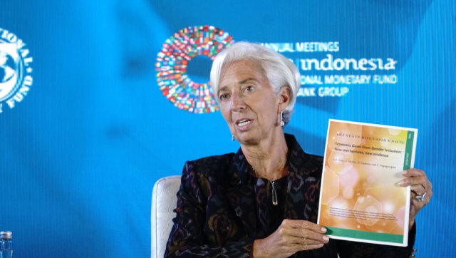 Direktur Pelaksana IMF, Christine Lagarde di Seminar Empowering Women in Workplace di Annual Meeting IMF-WB, Nusa Dua, Bali, Selasa (9/10/2018). (Foto: Helmi Afandi Abdullah/kumparan)