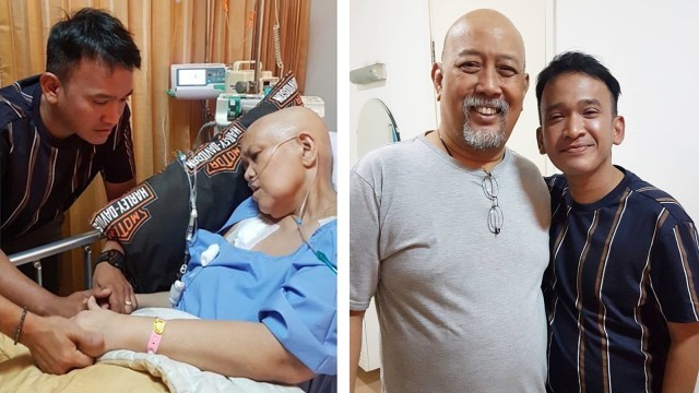 Ruben Onsu saat menjenguk istri Indro 'Warkop' (Foto: Instagram @ruben_onsu dan @indrowarkop_asli)