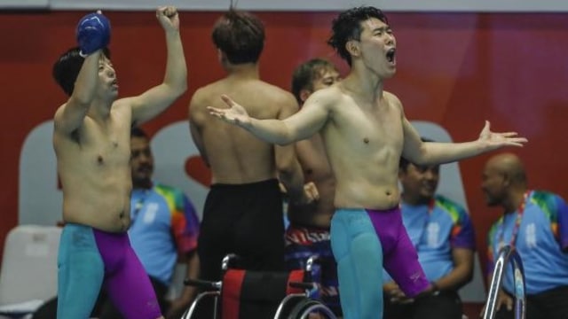 Unifikasi Korea meraih perunggu di renang 4x100m freestyle relay 34 point Asian Para Games 2018. (Foto: INAPGOC: Jane Jones | For the IPC and APC)