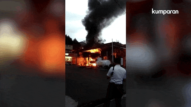 SPBU Warung Jambu Bogor Terbakar. (Foto: Dok. Istimewa)