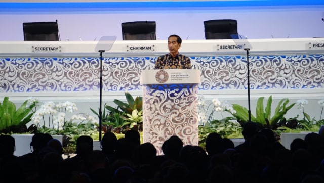 Sambutan Presiden Joko Widodo di Annual Meeting IMF-WBG 2018, Bali. (Foto: Helmi Afandi/kumparan)