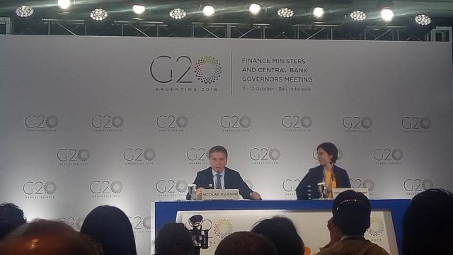 Konferensi pers hasil pertemuan G20 di Argentina dalam rangkaian Annual Meeting IMF-WB. (Foto: Nicha Muslimawati/kumparan)