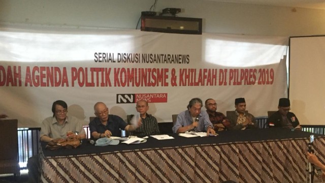 Diskusi publik Membedag Agenda Politik Komunisme dan Khilafah di Pilpres 2019. (Foto: Ricad Saka/kumparan)