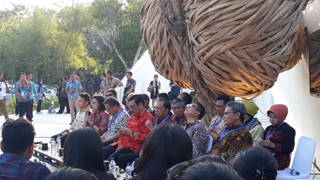 Konferensi pers panitia IMF-WB soal capaian Indonesia di Bali Collection, Nusa Dua (Foto: Ema Fitriyani/kumparan)