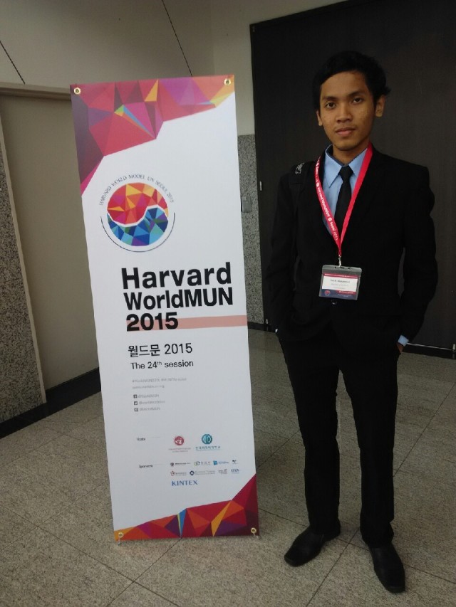 Satria Mahesya Muhammad ketika mengikuti Harvard World MUN 2015. (Foto: Istimewa)