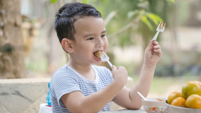 Ilustrasi anak makan makanan organik. Foto: Shutterstock