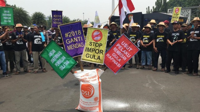 Petani tebu yang tergabung dalam APTRI menggelar aksi unjuk rasa di depan Istana Merdeka. (Foto: Dok. Istimewa)