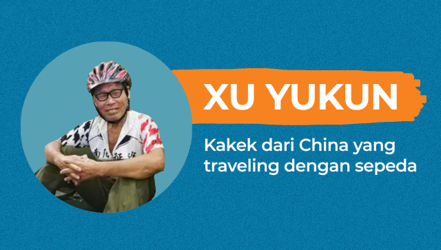 Xu Yukun, Kakek dari China yang traveling dengan sepeda (Foto: Nunki Lasmaria Pangaribuan/kumparan)