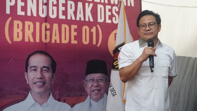 Muhaimin Iskandar dalam deklarasi dukungan Brigade 01 kepada Jokowi-Ma'ruf Amin di Jalan Guntur, Jakarta, Rabu (17/10). (Foto: Nugroho Sejati/kumparan)
