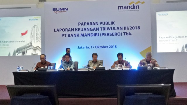 Paparan publik laporan keuangan Bank Mandiri Triwulan III/2018, Jakarta, Rabu (17/10/2018).
 (Foto: Resya Firmansyah/kumparan)