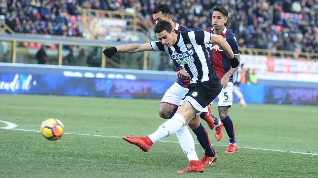 Striker Timnas Italia, Kevin Lasagna, bermain untuk klubnya, Udinese. (Foto: Getty Images/Iguana Press/Mario Carlini)