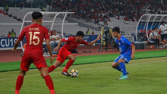 Pertandingan Indonesia U19 vs Chinese Taipe U19 di AFC U-19 Championship di Gelora Bung Karno, Senayan, Jakarta. (Foto: Iqbal Firdaus/kumparan)