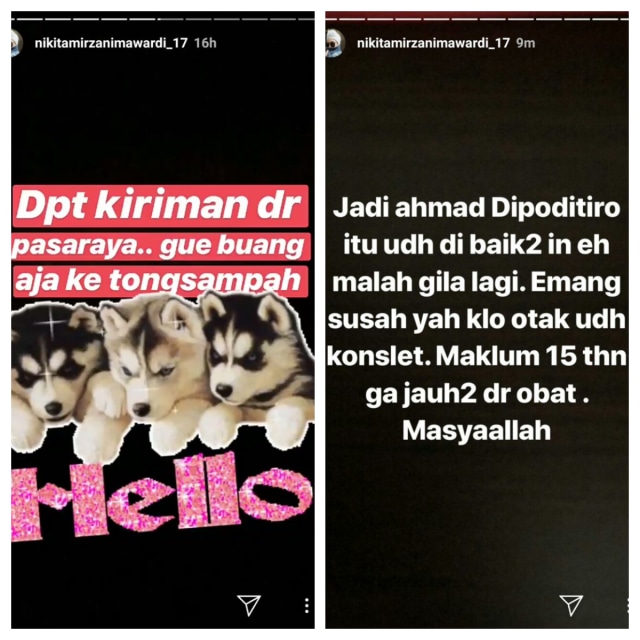 Nikita Mirzani kembali sindir Dipo (Foto: IG @nikitamirzanimawardi_17)