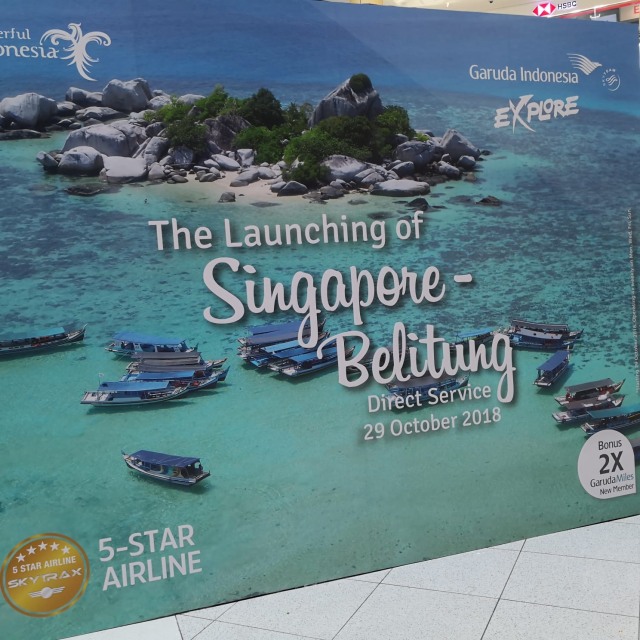 Garuda Indonesia meluncurkan rute penerbangan langsung Singapura - Tanjung Pandan (Foto: Dok. Garuda Indonesia)