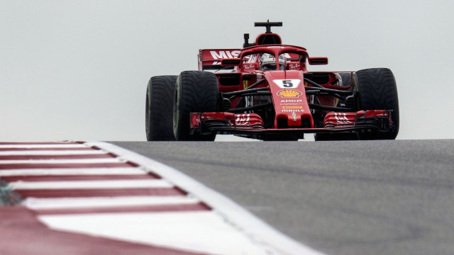 Sebastian Vettel pada sesi latihan bebas Formula 1 GP Amerika Serikat di Sirkuit COTA. (Foto: Jerome Miron/Reuters)