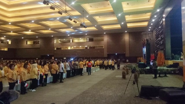 Elite Partai Golkar di Perayaan HUT Golkar di Jiexpo Kemayoran. (Foto: Rian/kumparan)