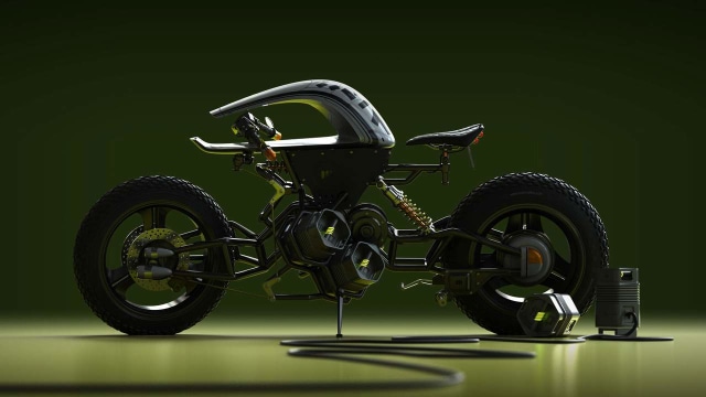 Karya desain grafis sepeda motor listrik Sasuga oleh Matt Tkocz tampak samping (Foto: dok. Ride Apart)